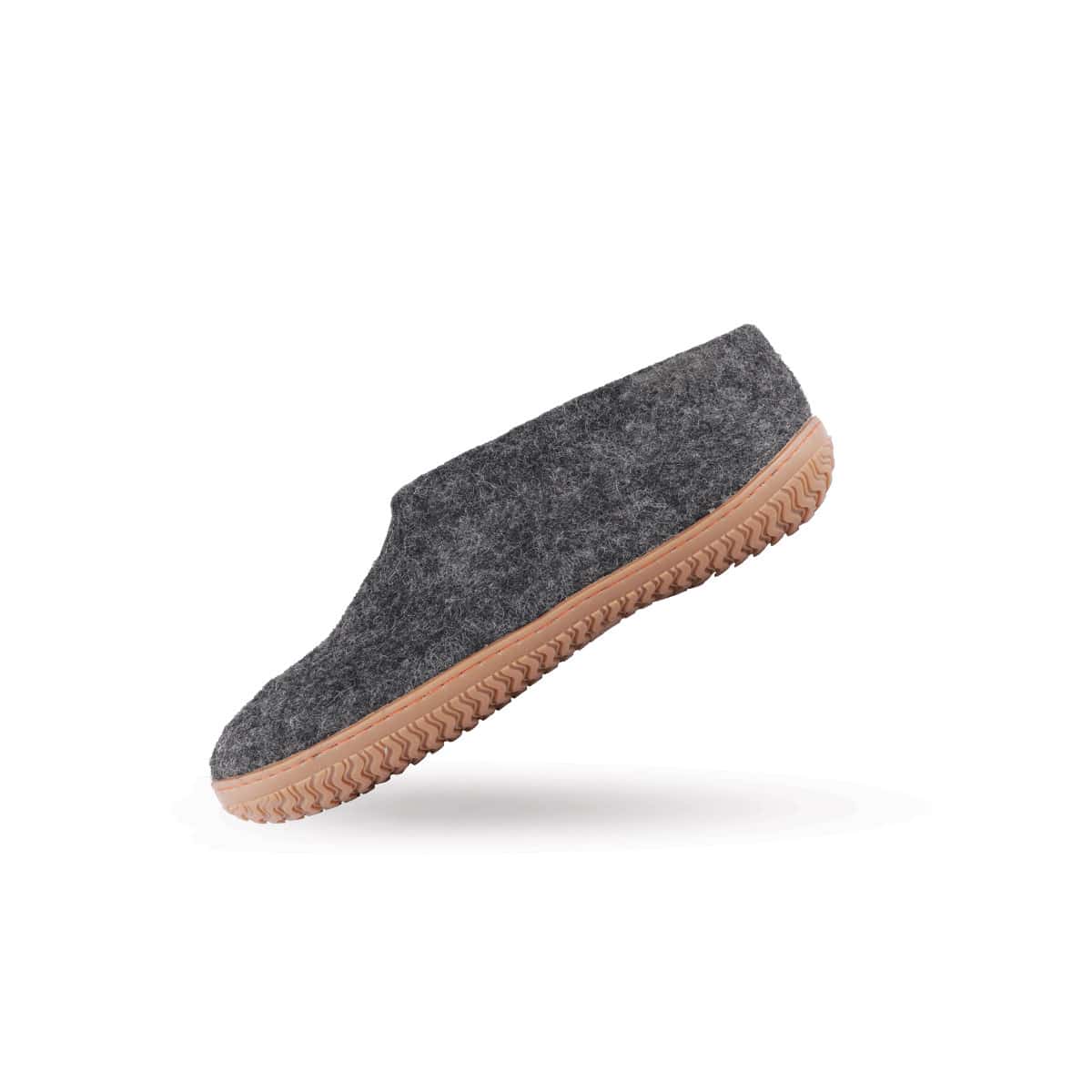 Wollpantoffeln (100% reine Wolle) - Modell Koks mit Gummisohle
