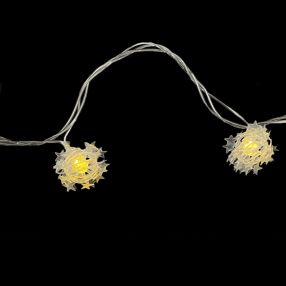 LED-Lichterkette mit 20 Sternkugeln - Weiß (3 Meter)