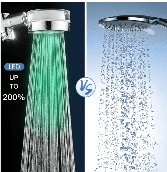 Wassersparender Duschkopf mit Temperaturanzeige und buntem LED-Licht