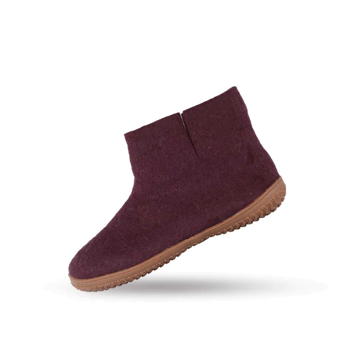 Wollstiefel (100% reine Wolle) - Modell Lila mit Gummisohle
