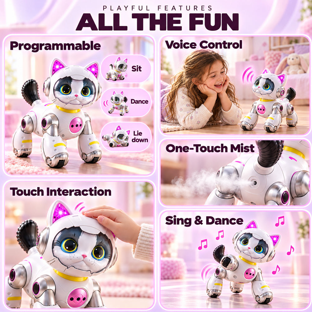Ferngesteuerte Roboterkatze mit Licht, Musik und lustigen Tricks