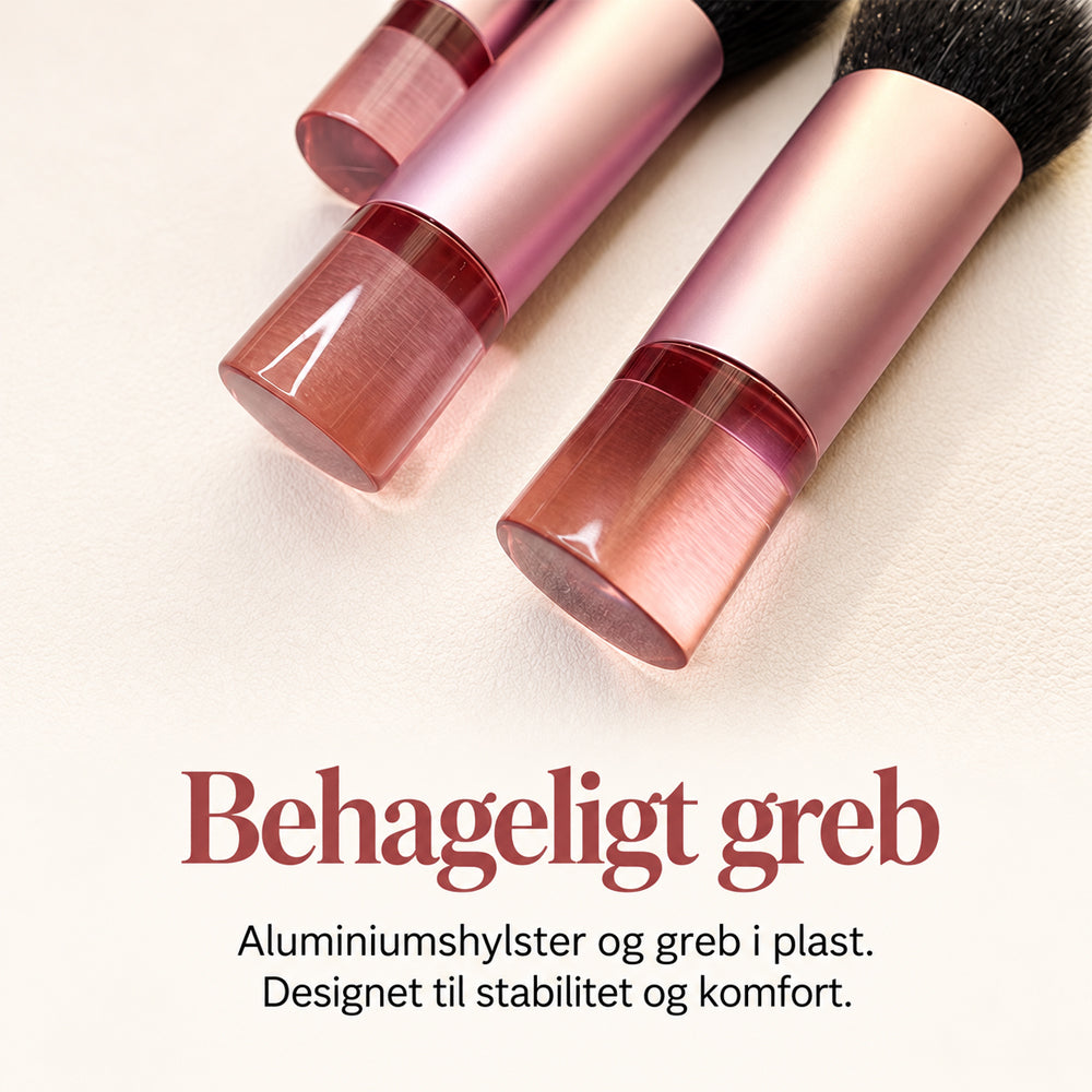 Make-up-Pinselset mit 10 Pinseln und hellrosa Reiseetui