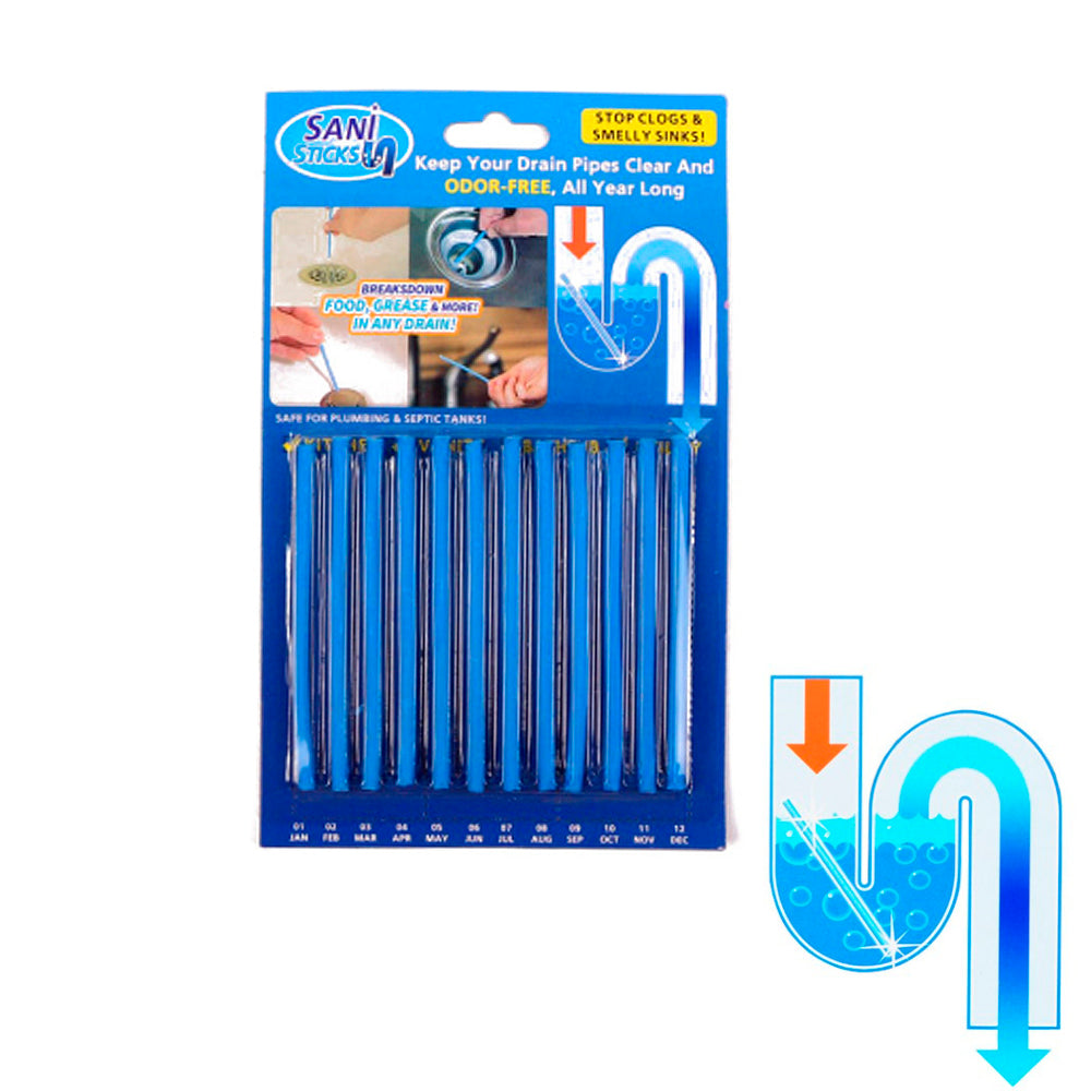 Sani Sticks Abflussreiniger 12 Stück (Hergestellt aus natürlichen Materialien)