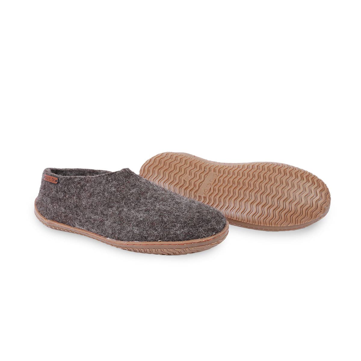 Wollpantoffeln (100% reine Wolle) - Modell Braun mit Gummisohle