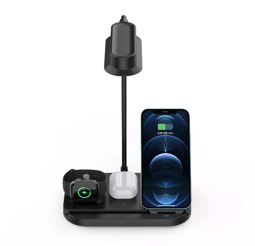 LED-Tischlampe mit Dimmer und kabellosem Ladegerät für Smartphones (4-in-1)