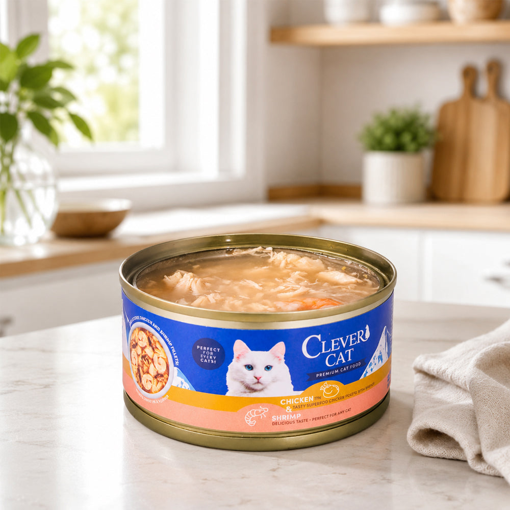 Katzen-Nassfutter mit Huhn und Garnelen in Brühe – 70 g