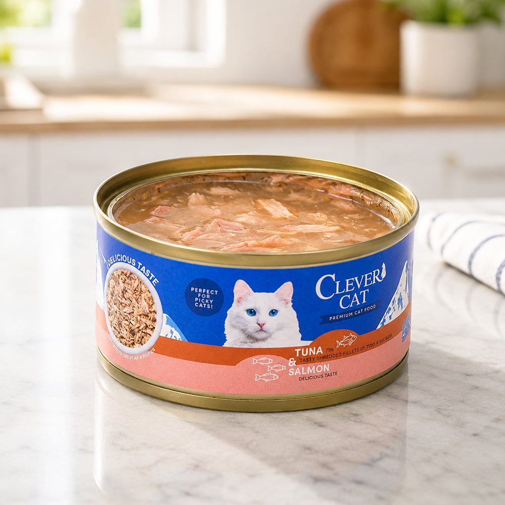 Katzen-Nassfutter mit Thunfisch und Lachs in Brühe – 70 g