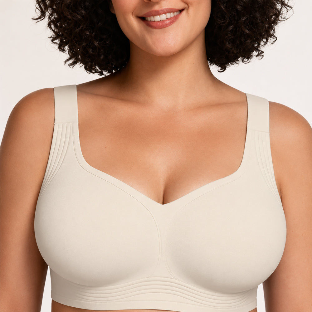 Nahtloser Soft-Support-BH, 3er-Pack – ohne Bügel, Schwarz, Weiß und Beige