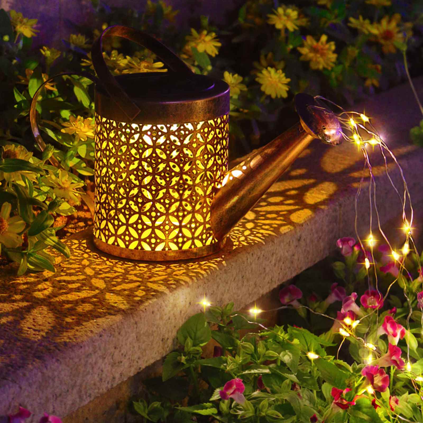 Solar-Gießkanne Mit Lichterkette – Dekorative Gartenleuchte, Wasserdicht, Inkl. Haken, Warmweißes LED-Licht