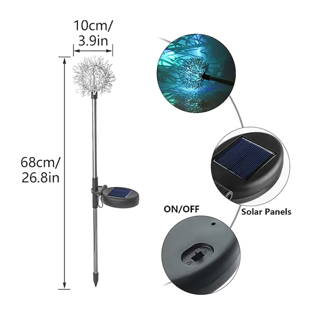 Solar LED Gartenlampe ( 2 Stück) Löwenzahn-Design mit Spieß