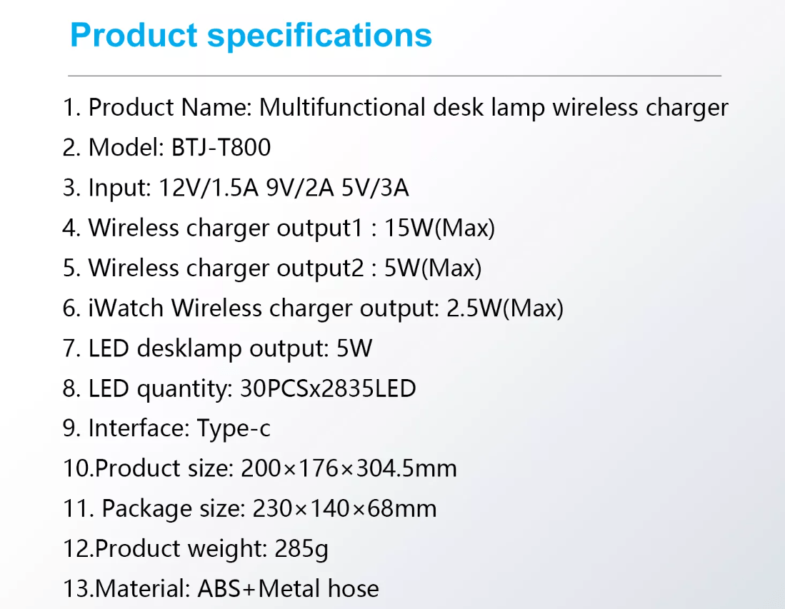 LED-Tischlampe mit Dimmer und kabellosem Ladegerät für Smartphones (4-in-1)