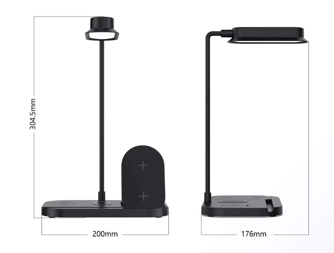 LED-Tischlampe mit Dimmer und kabellosem Ladegerät für Smartphones (4-in-1)