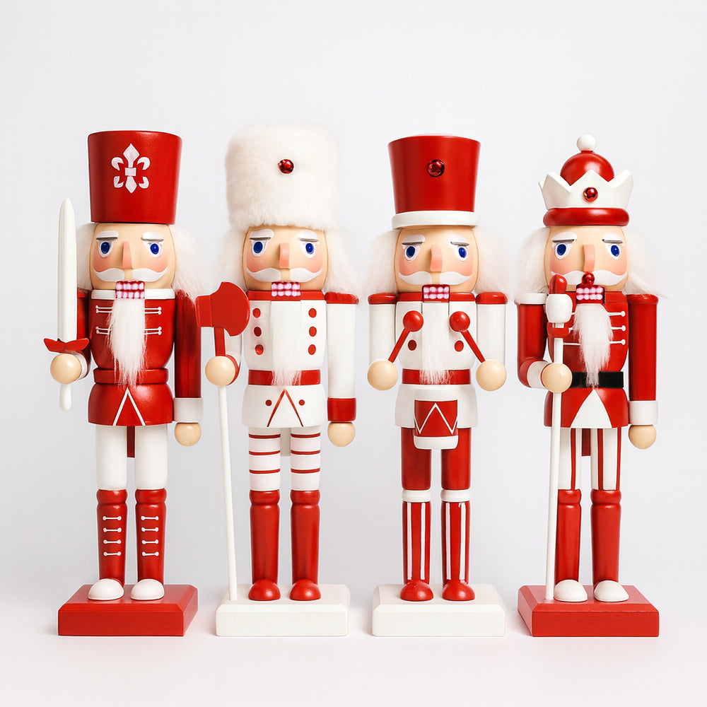 Nussknacker-Figuren aus Holz – 24 cm, Set mit 4 Figuren –