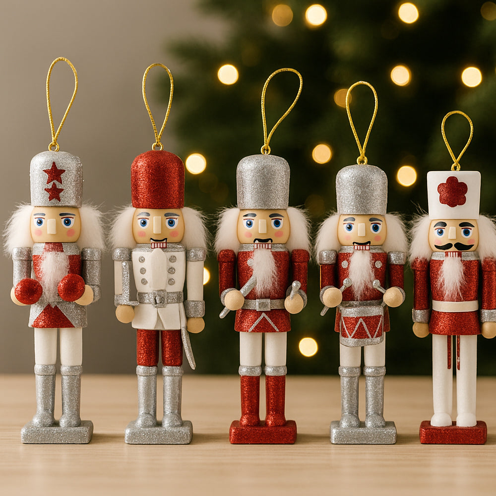 Nussknacker-Figuren aus Holz – 12,5 cm, Set mit 5 Figuren –