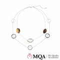 Halskette silberfarben, doppelt, Steine und Ringe, verstellbar