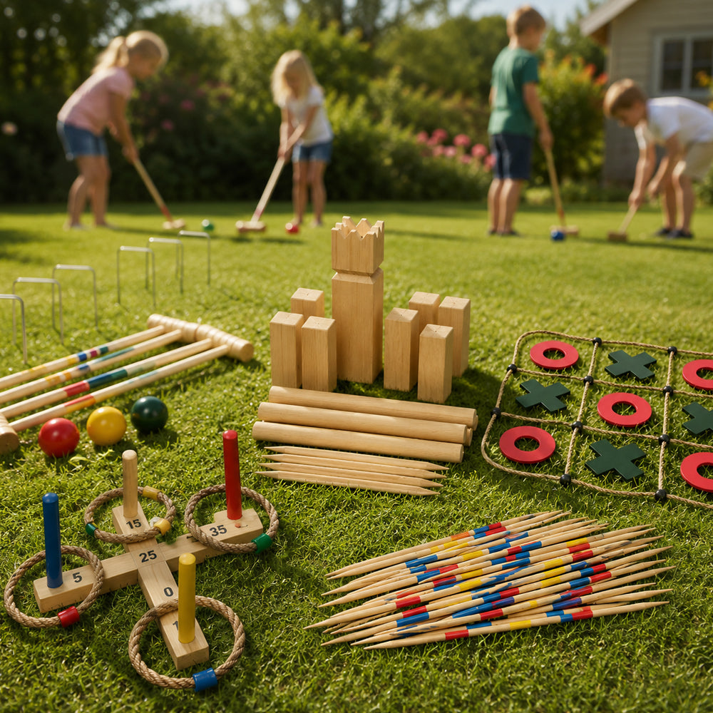 Großes Gartenspiel-Paket für den Sommer mit 5 klassischen Gartenspielen