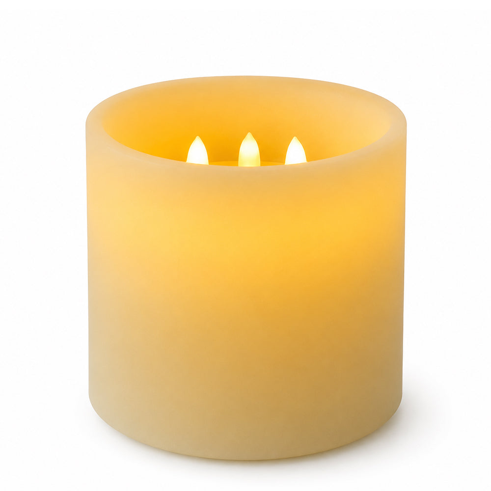 LED-Stumpenkerze mit 3D-Flamme – Ø 15 cm