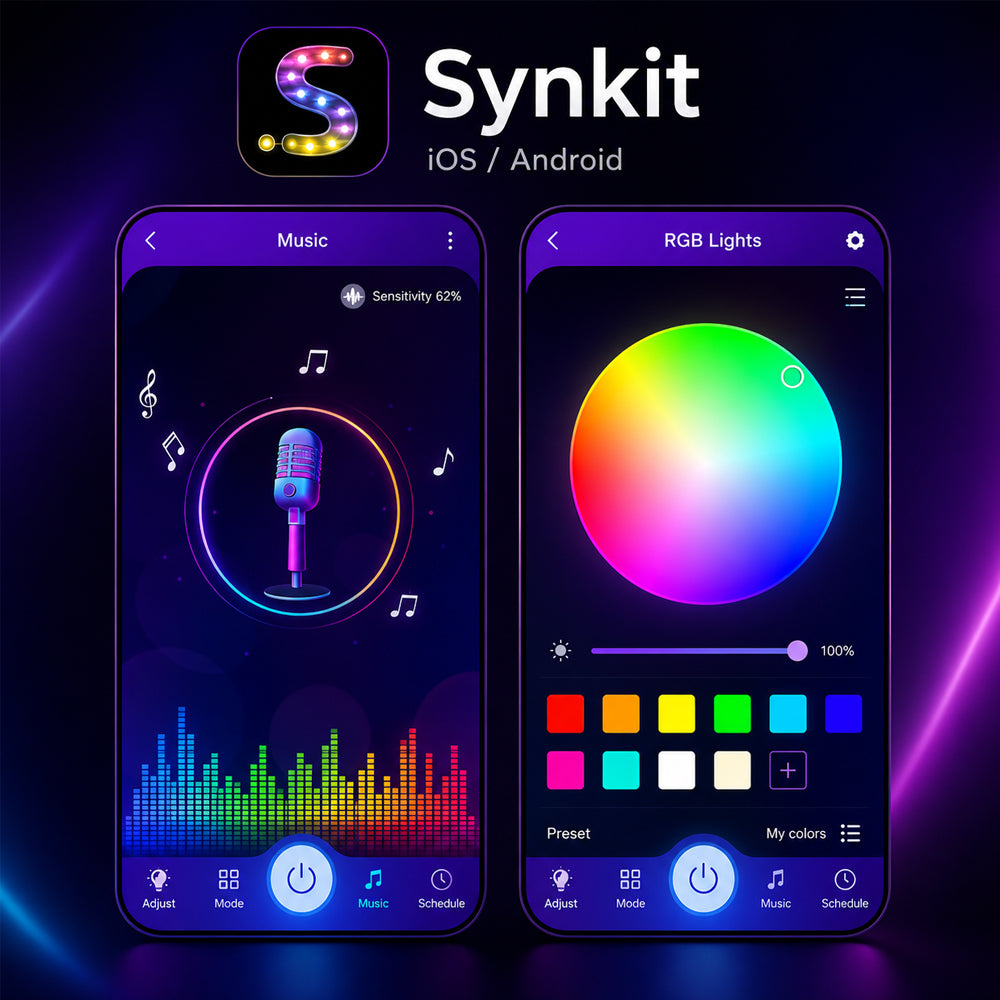 LED-Streifen-Lichterkette 10 Meter mit Bluetooth, Musiksensor und Fernbedienung