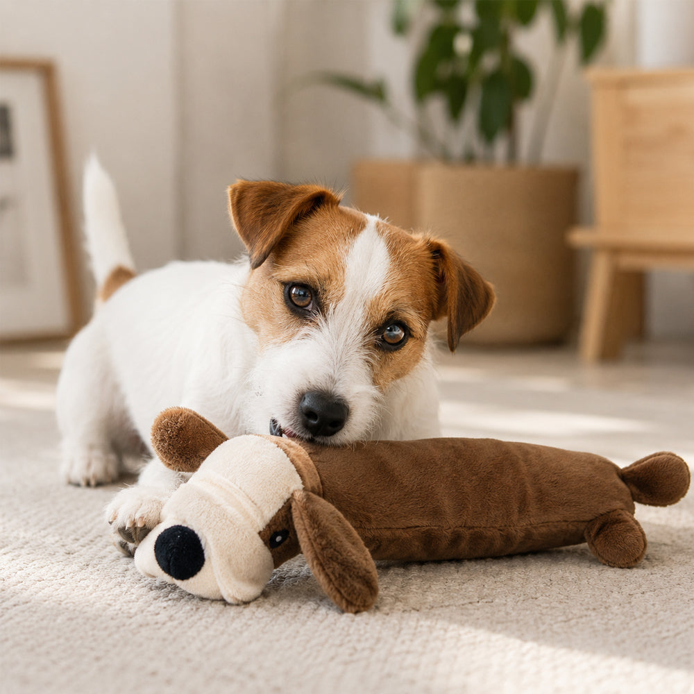 Weiches Plüschspielzeug für Hund – mit Quietschräusch