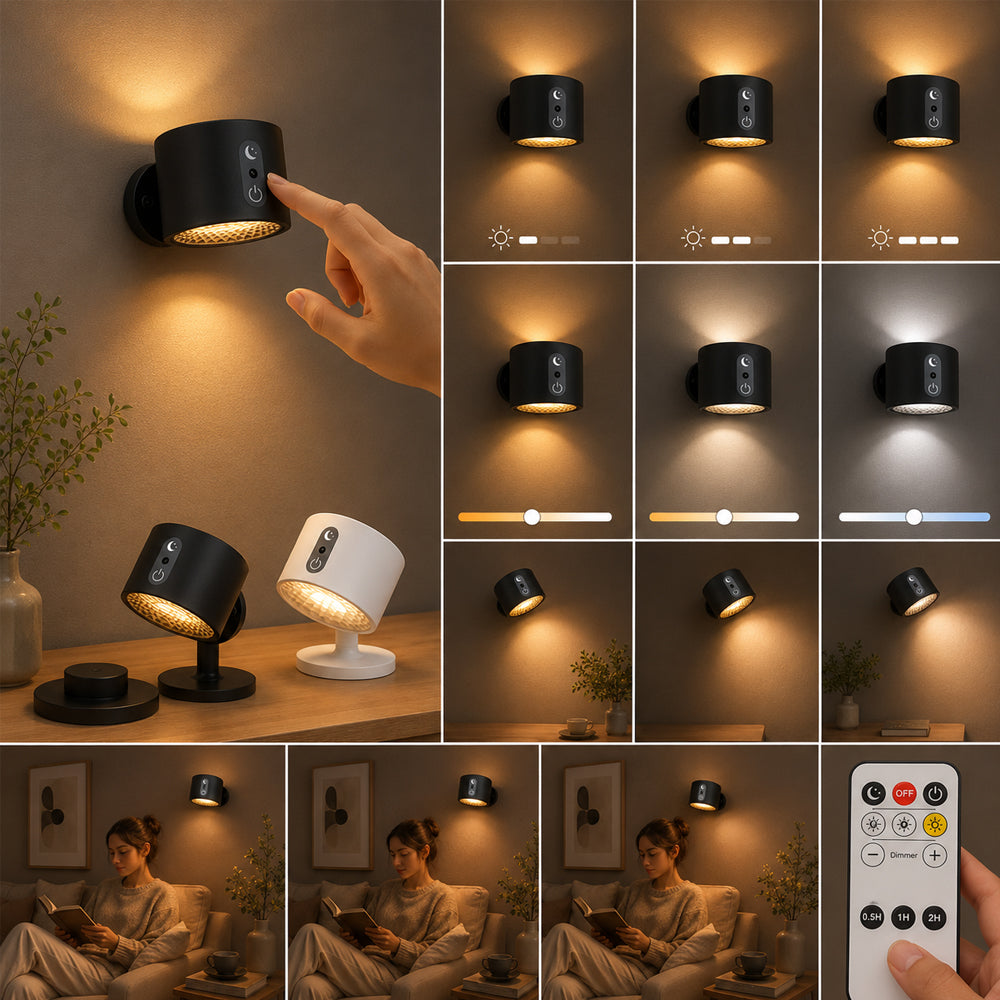 LED-Nachtlampe 360° drehbar, magnetisch, 3 Farbtemperaturen – weiß oder schwarz