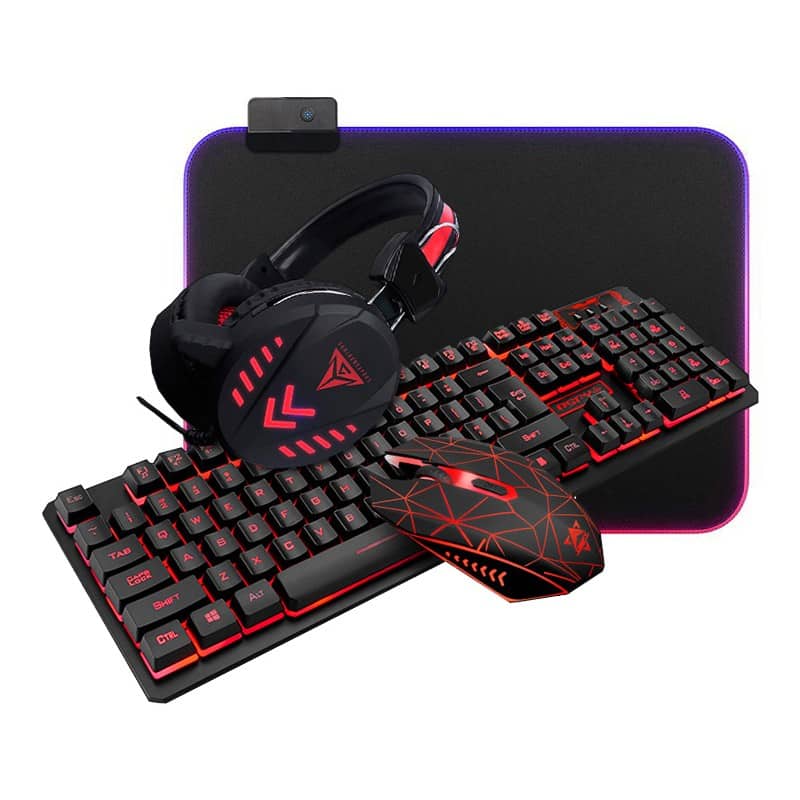 Hochwertiges 4-in-1-Gamer-Set mit Tastatur / Maus / Headset / Mauspad