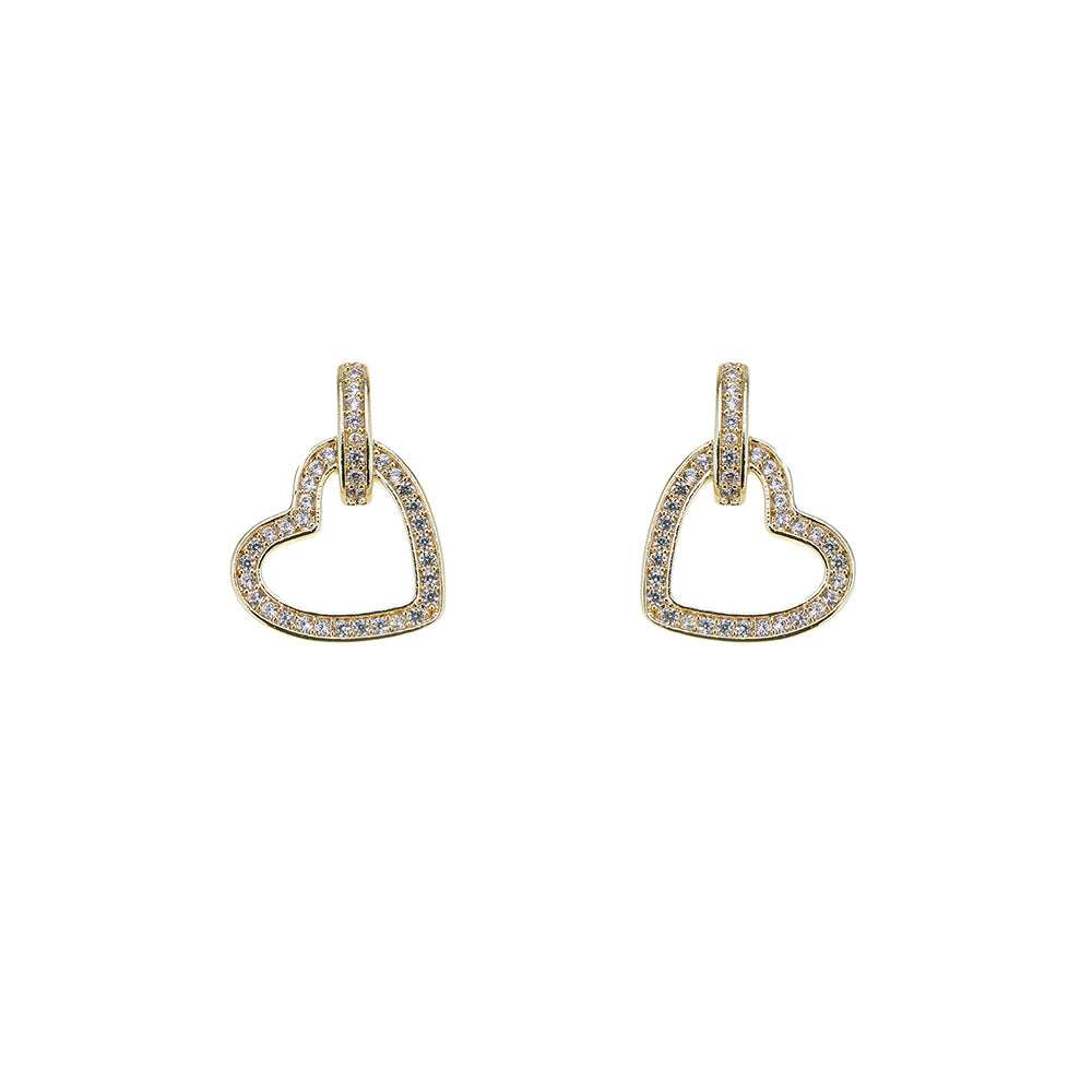Ohrringe Herz mit kleinen Perlen, Gold oder Silber