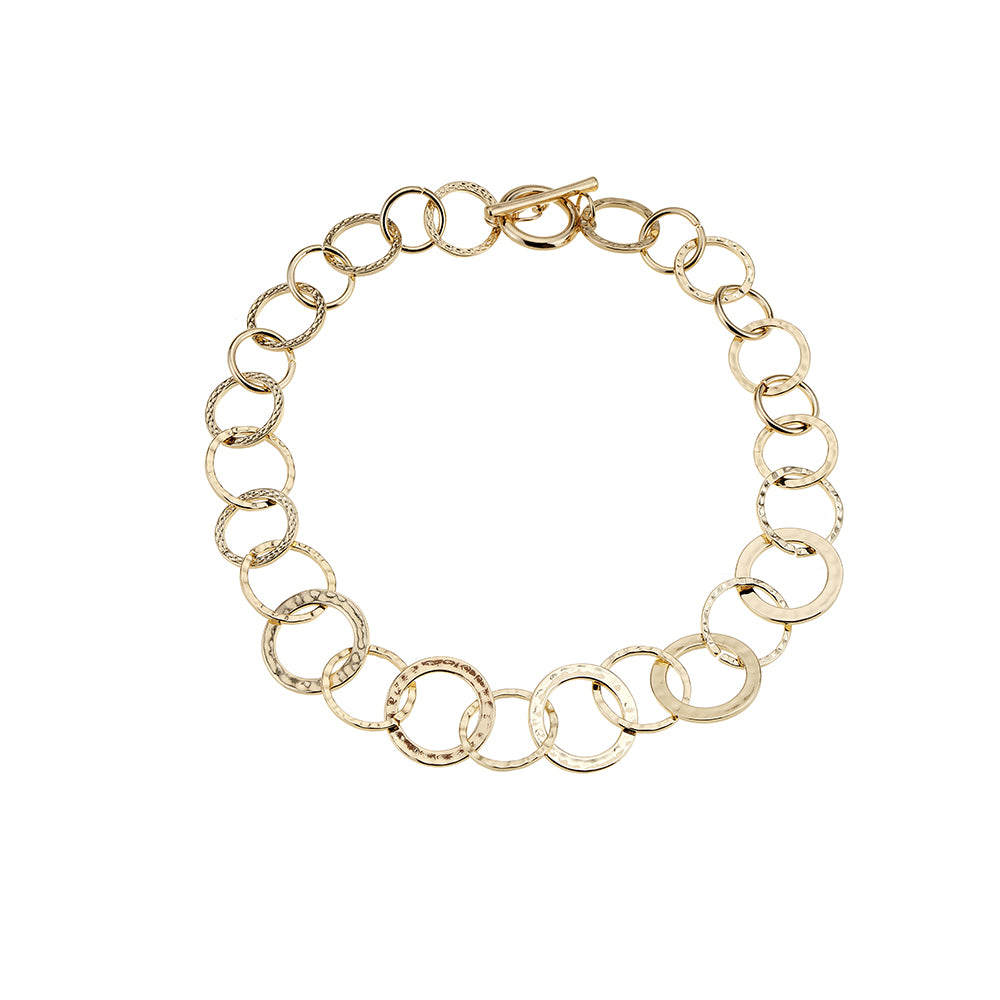Armband, goldfarben, klassisches Design mit Ringen, Toggle-Verschluss