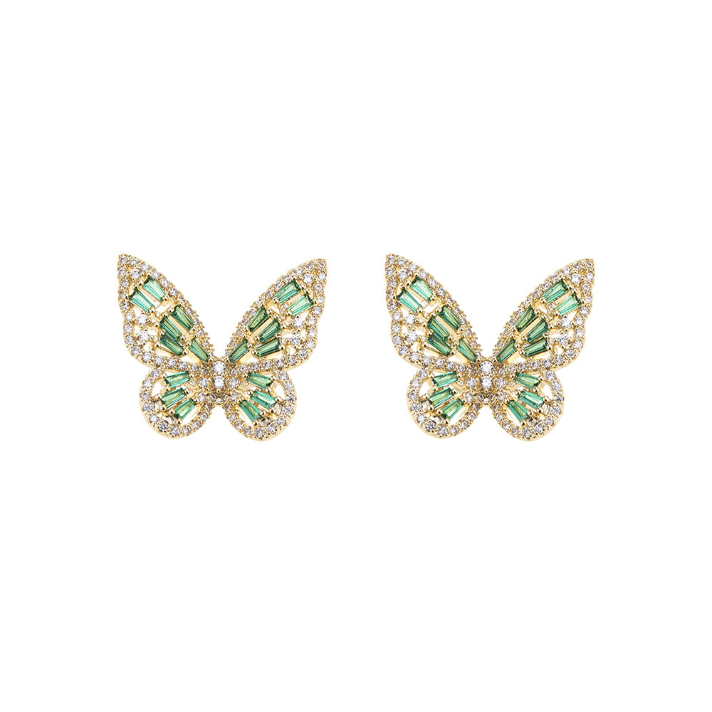 Ohrringe, goldfarbene schöne Schmetterling mit vielen Steinen