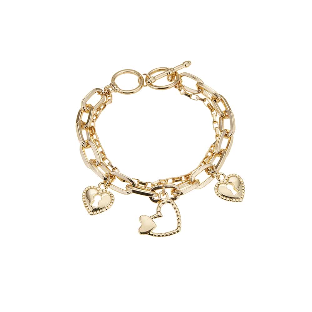 Doppelarmband mit herzförmigen Anhängern
