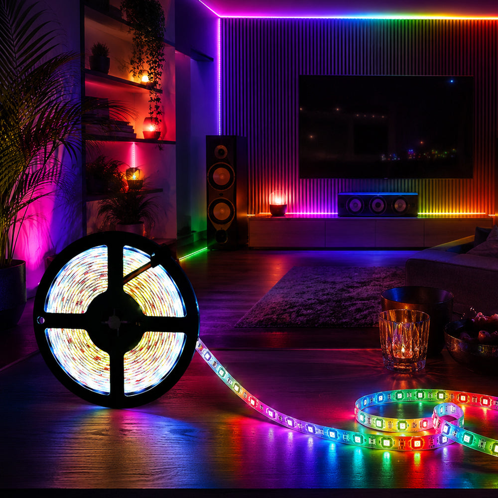 LED-Streifen-Lichterkette 10 Meter mit Bluetooth, Musiksensor und Fernbedienung