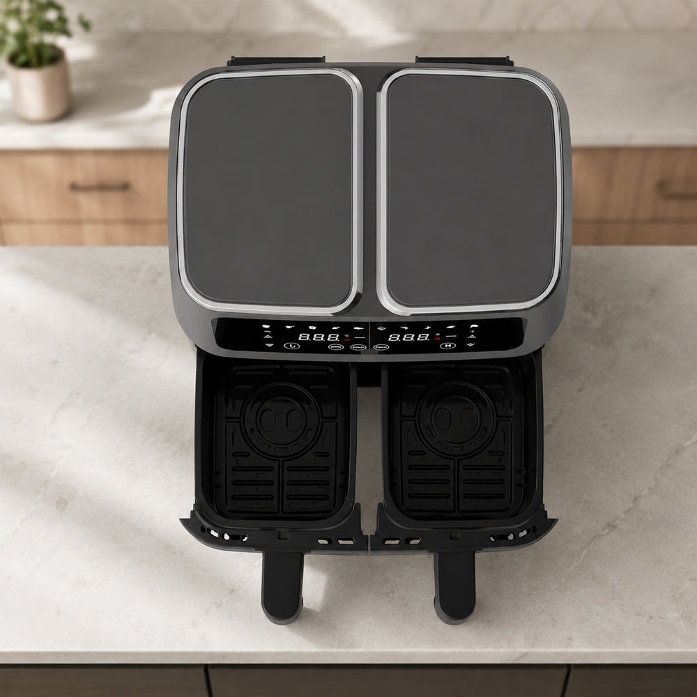 Heißluftfritteuse 8,0 l - doppelt - 2 Körbe und 2.400 Watt
