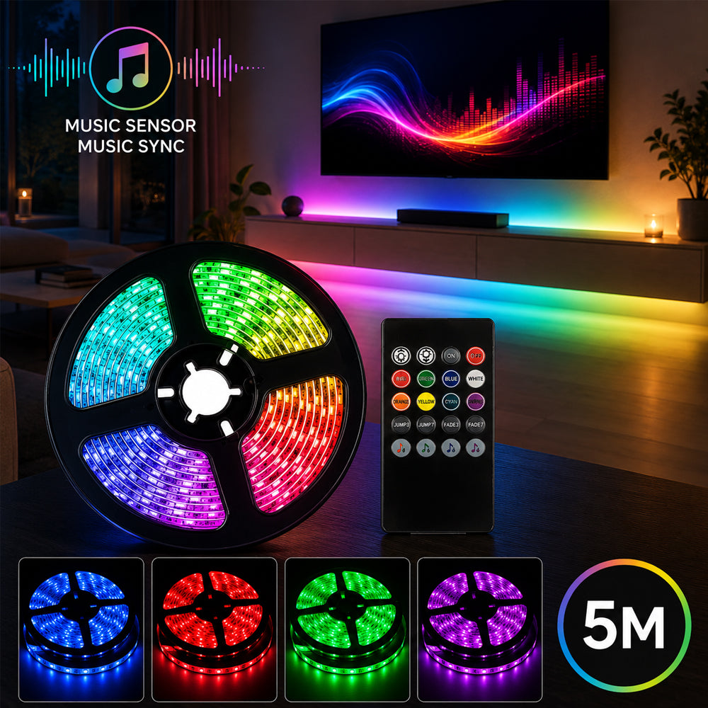 LED Leiste Lichterkette 5 Meter mit Fernbedienung