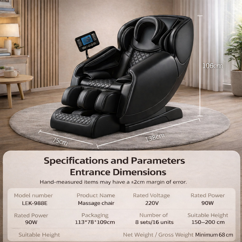 Luxuriöser Massagesessel – mit Zero-Gravity-Funktion, Wärme und Ganzkörpermassage – Modell 988E