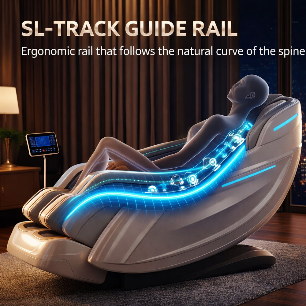 Massagesessel mit 3D-Körperscan, SL-Schiene, 32 Airbags, Wärme im Lenden-/Beinbereich & Zero Gravity