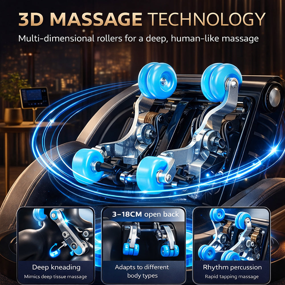 Massagesessel mit 3D-Körperscan, SL-Schiene, 32 Airbags, Wärme im Lenden-/Beinbereich & Zero Gravity