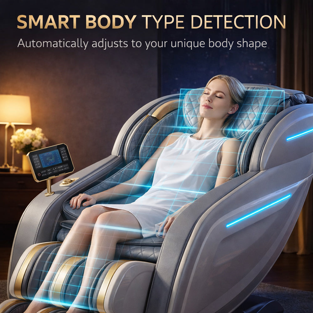 Massagesessel mit 3D-Körperscan, SL-Schiene, 32 Airbags, Wärme im Lenden-/Beinbereich & Zero Gravity