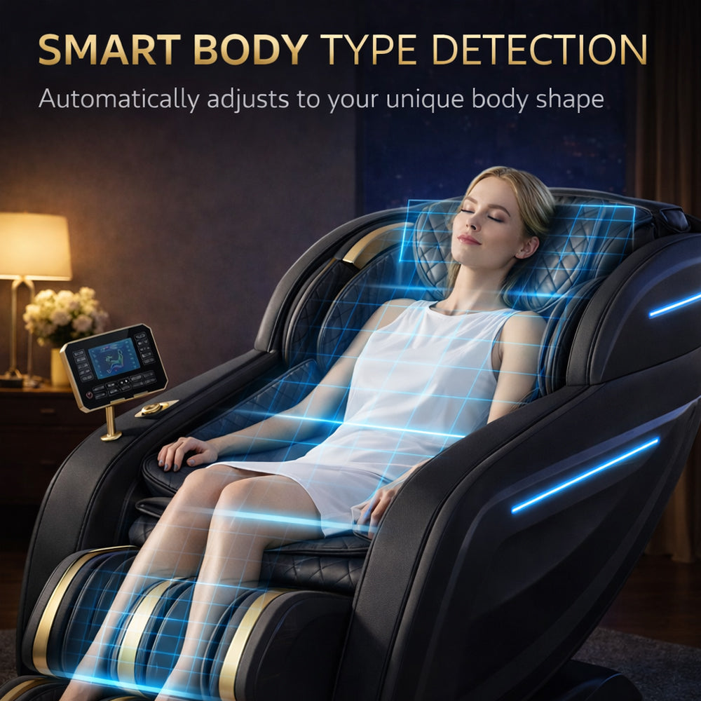 Massagesessel 3D mit Körperscan, SL-Schiene, Luftdruckmassage, Wärme in Beinen/Lendenbereich & Zero Gravity