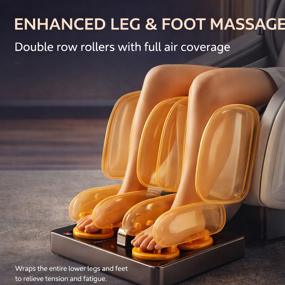 Massagesessel mit 3D-Körperscan, SL-Schiene, 32 Airbags, Wärme im Lenden-/Beinbereich & Zero Gravity