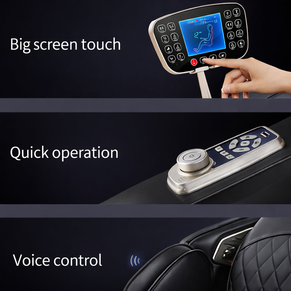 Luxuriöser 2D-Massagesessel mit automatischer Körperscan-Funktion, Zero Gravity und Wärme für Beine und Lendenbereich