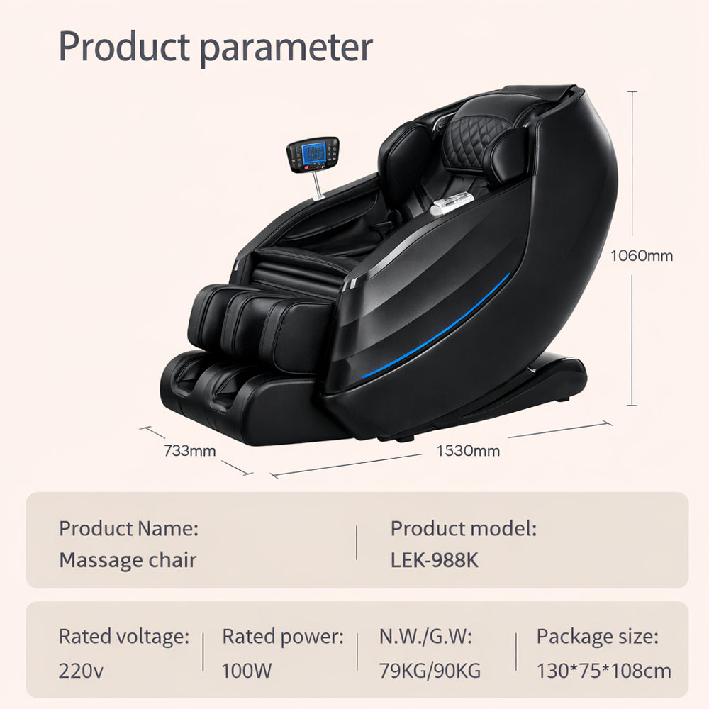 Luxuriöser 2D-Massagesessel mit automatischer Körperscan-Funktion, Zero Gravity und Wärme für Beine und Lendenbereich