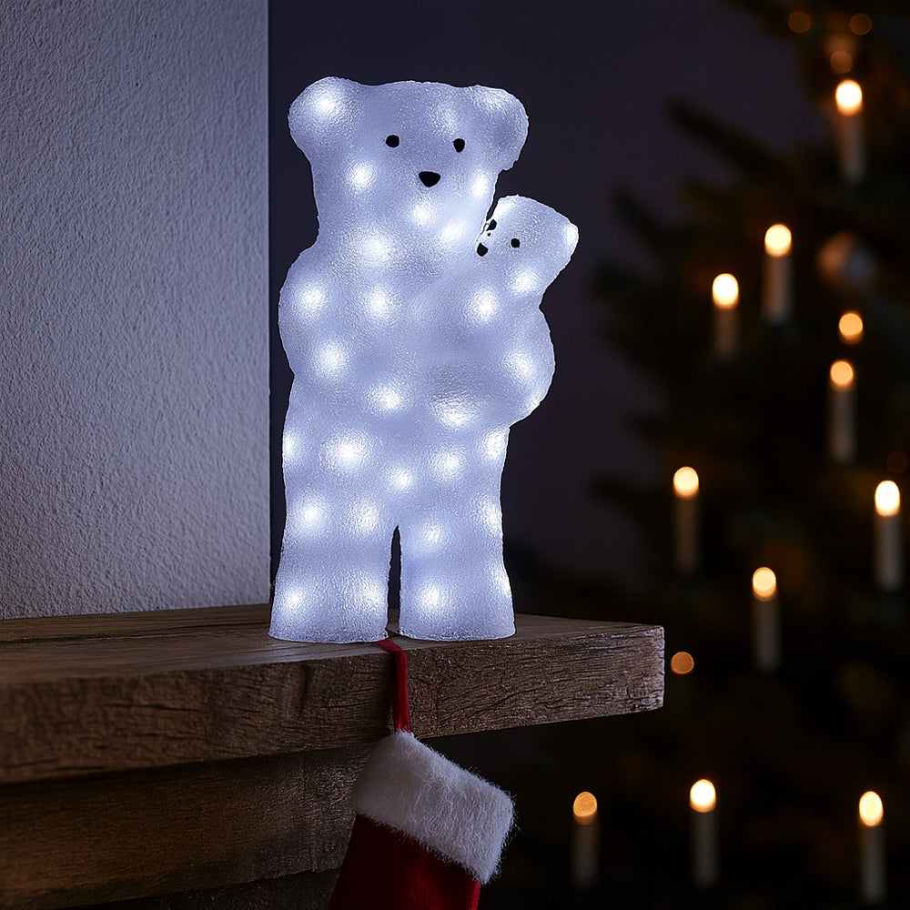 Acryl Eisbär - Höhe 60 cm mit LED-Lichtern -