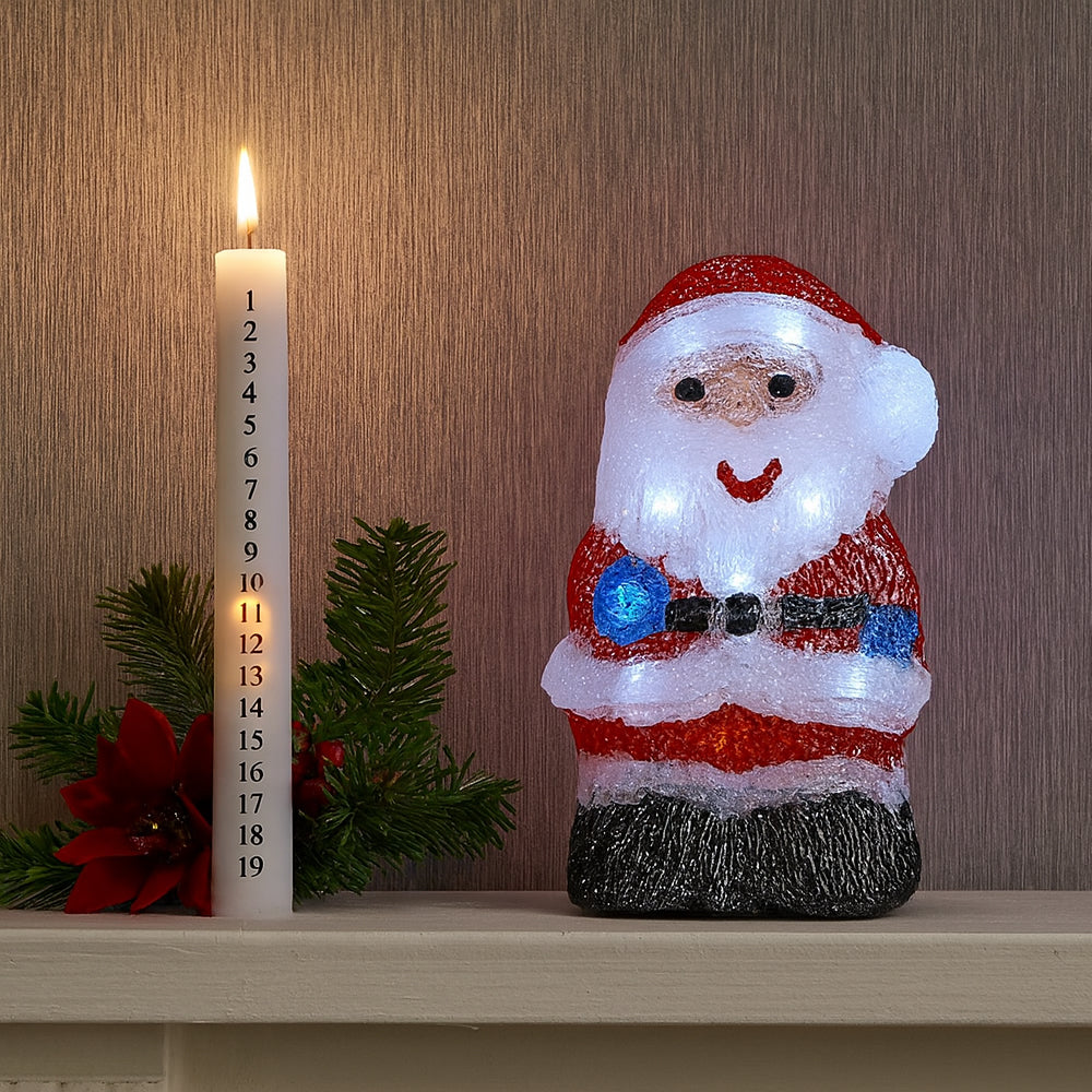 Weihnachtsmann Akryl - Höhe 20 cm mit LED-Licht
