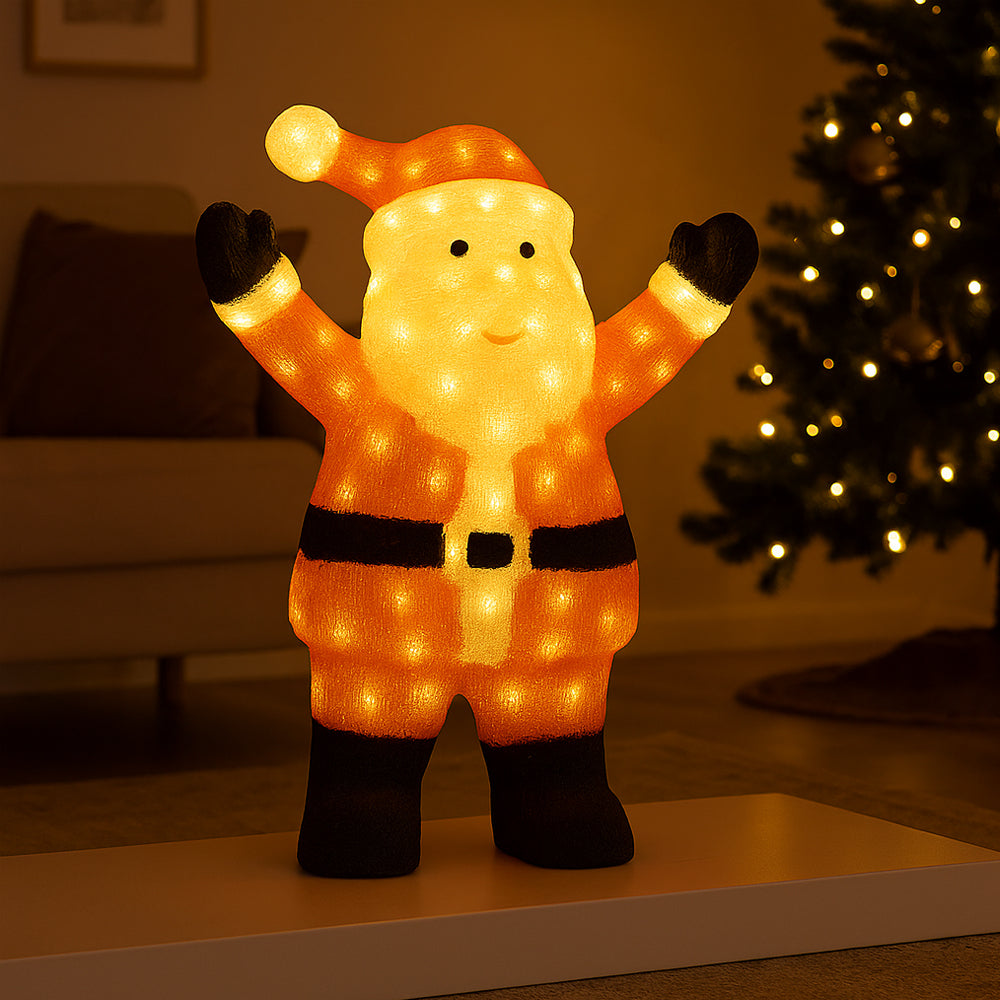 Weihnachtsmann, 60 cm Höhe mit LED-Lichtern