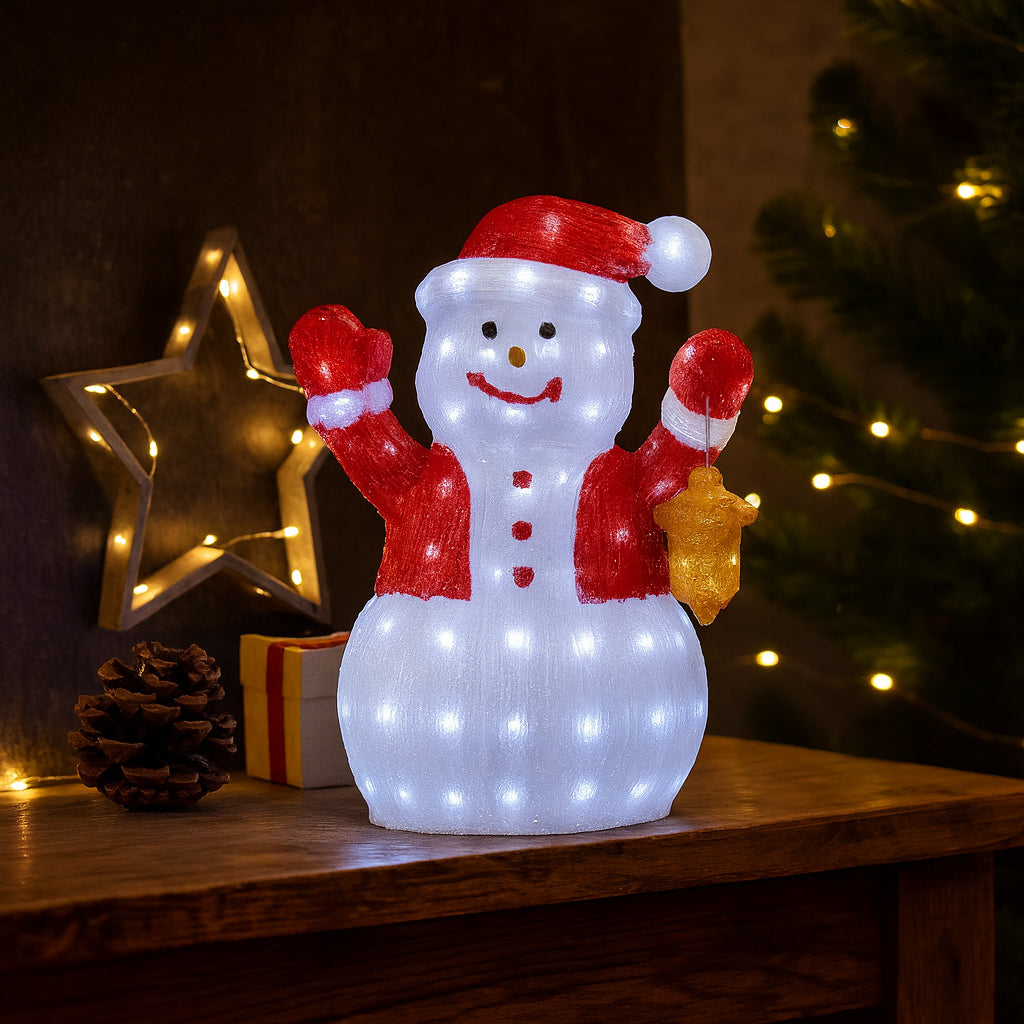 Schneemann Acryl - Höhe 60 cm mit LED-Licht