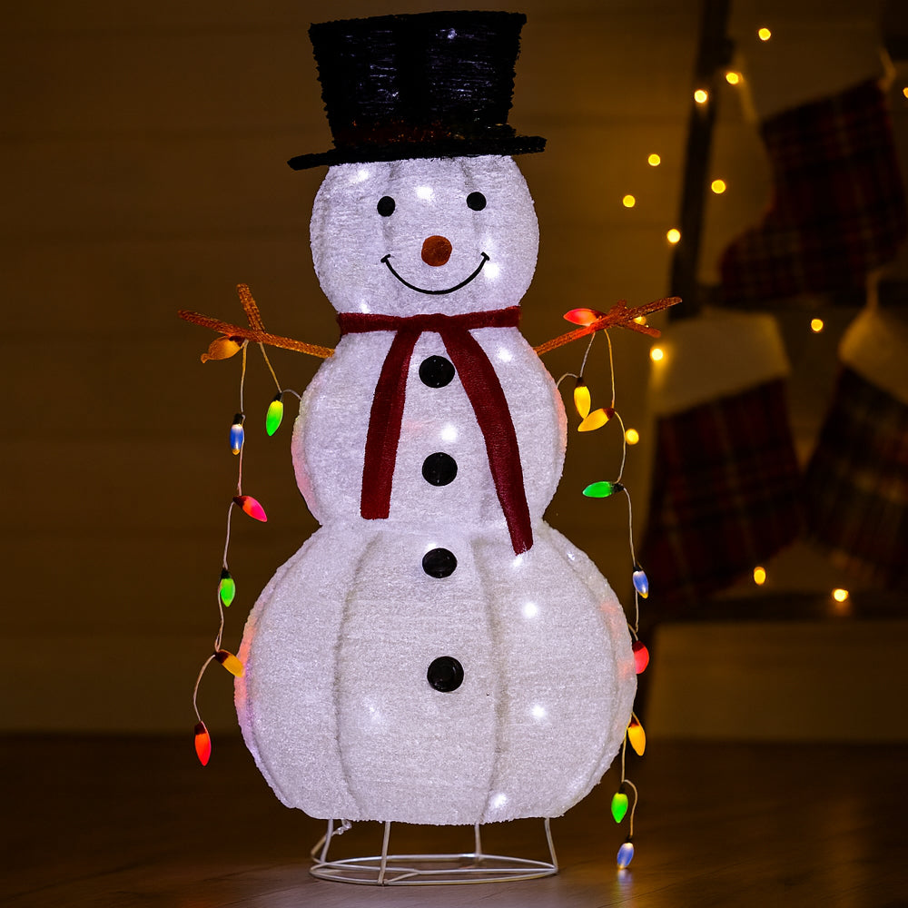 Schneemann Höhe 120 cm - LED - Klappbar -