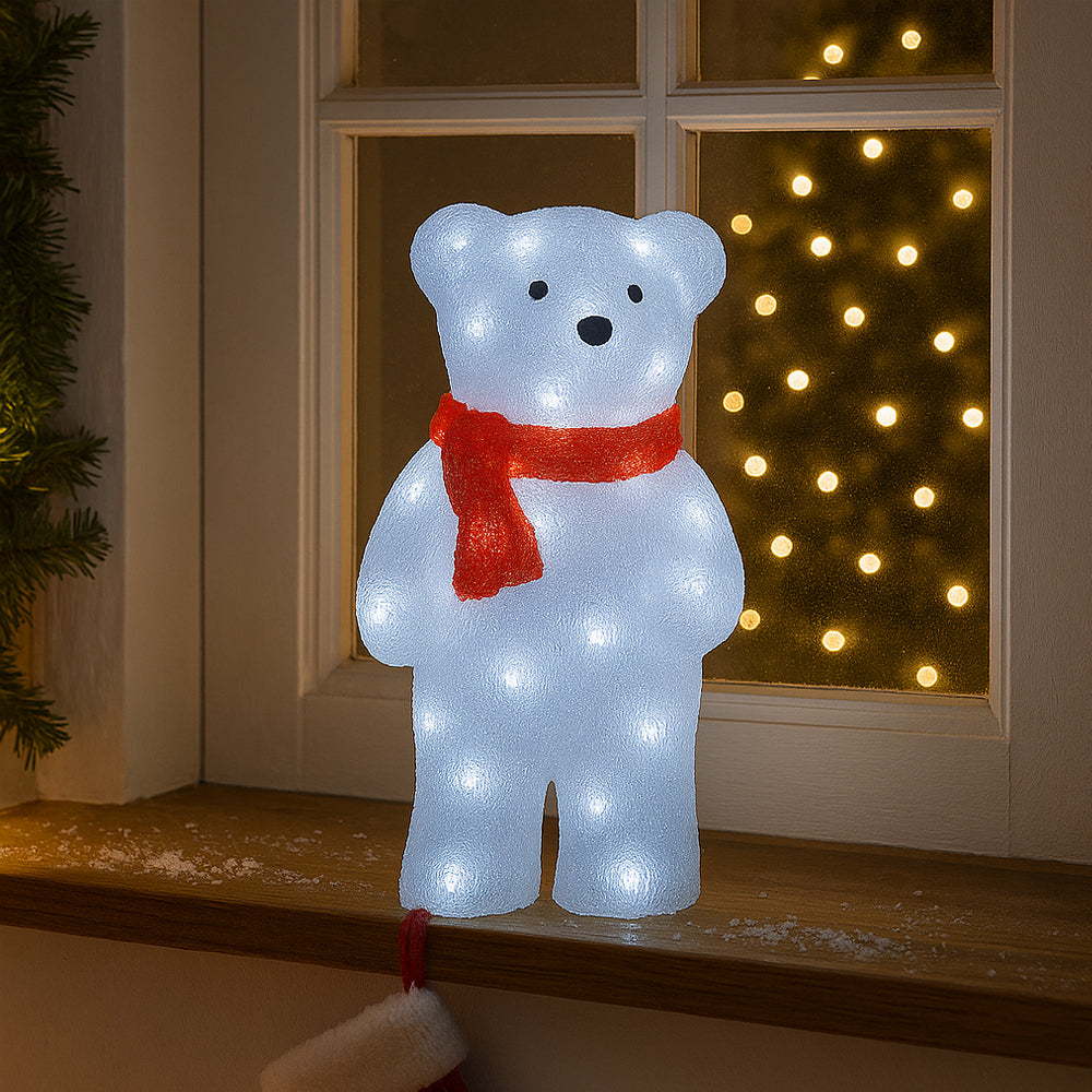 Acryl Eisbär - Höhe 45 cm mit LED-Lichtern -