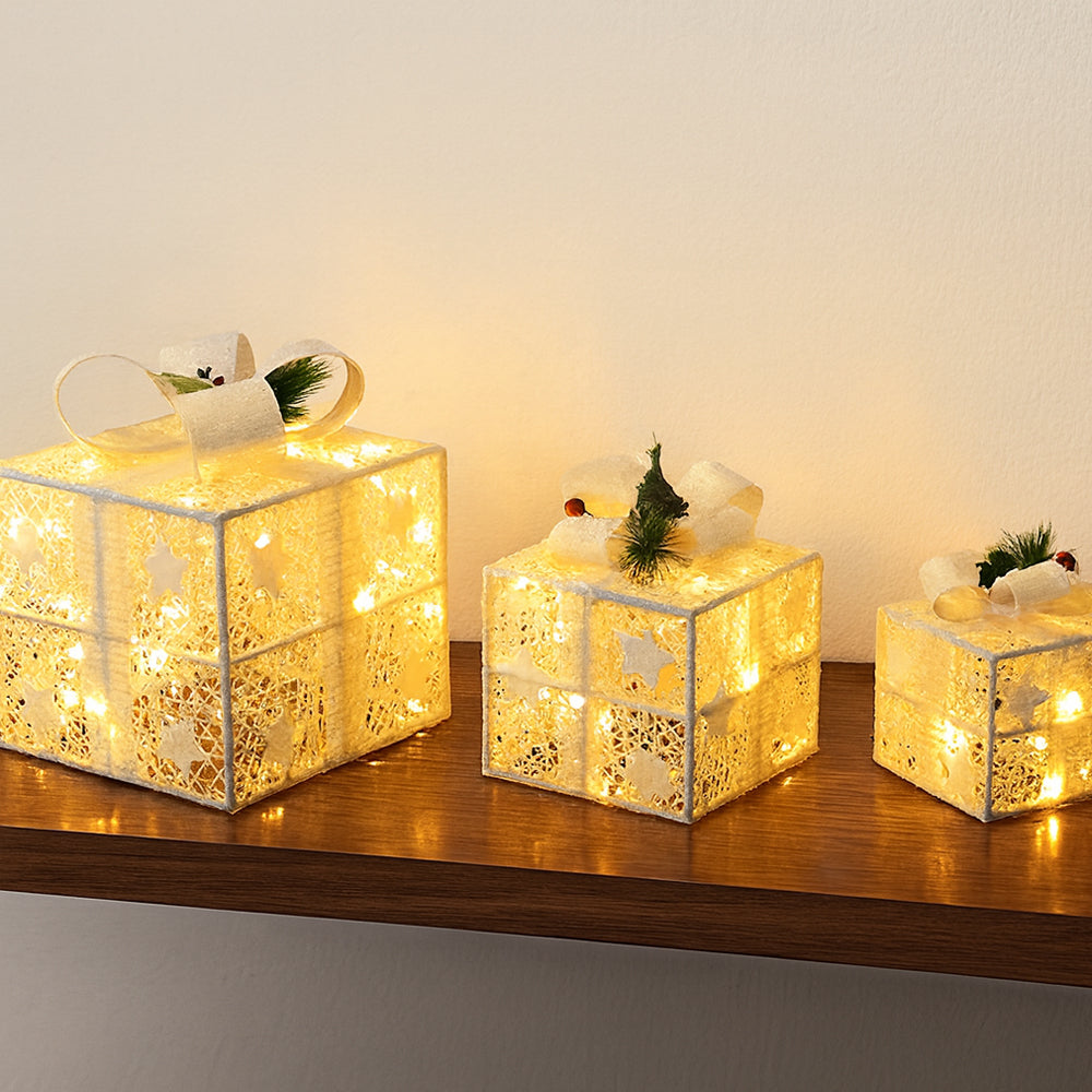 LED-Geschenkbox, Transparent - Set mit 3 Stück -