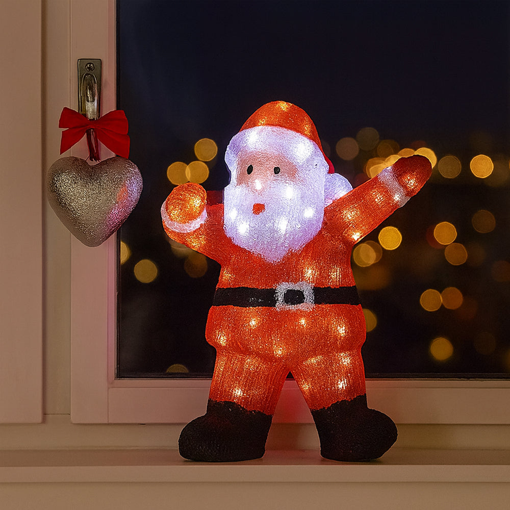 Weihnachtsmann Höhe 55 cm mit LED-Lichtern