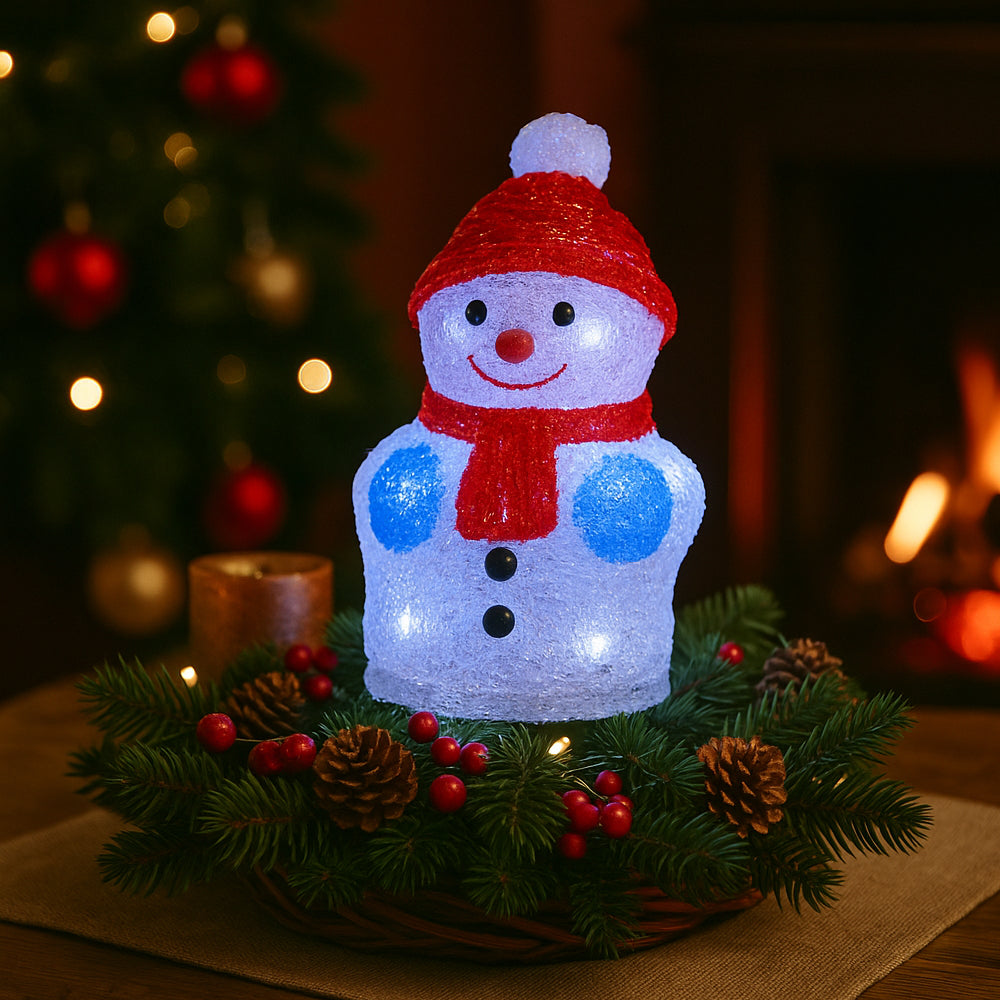 Schneemann Acryl - Höhe 21 cm mit LED-Licht