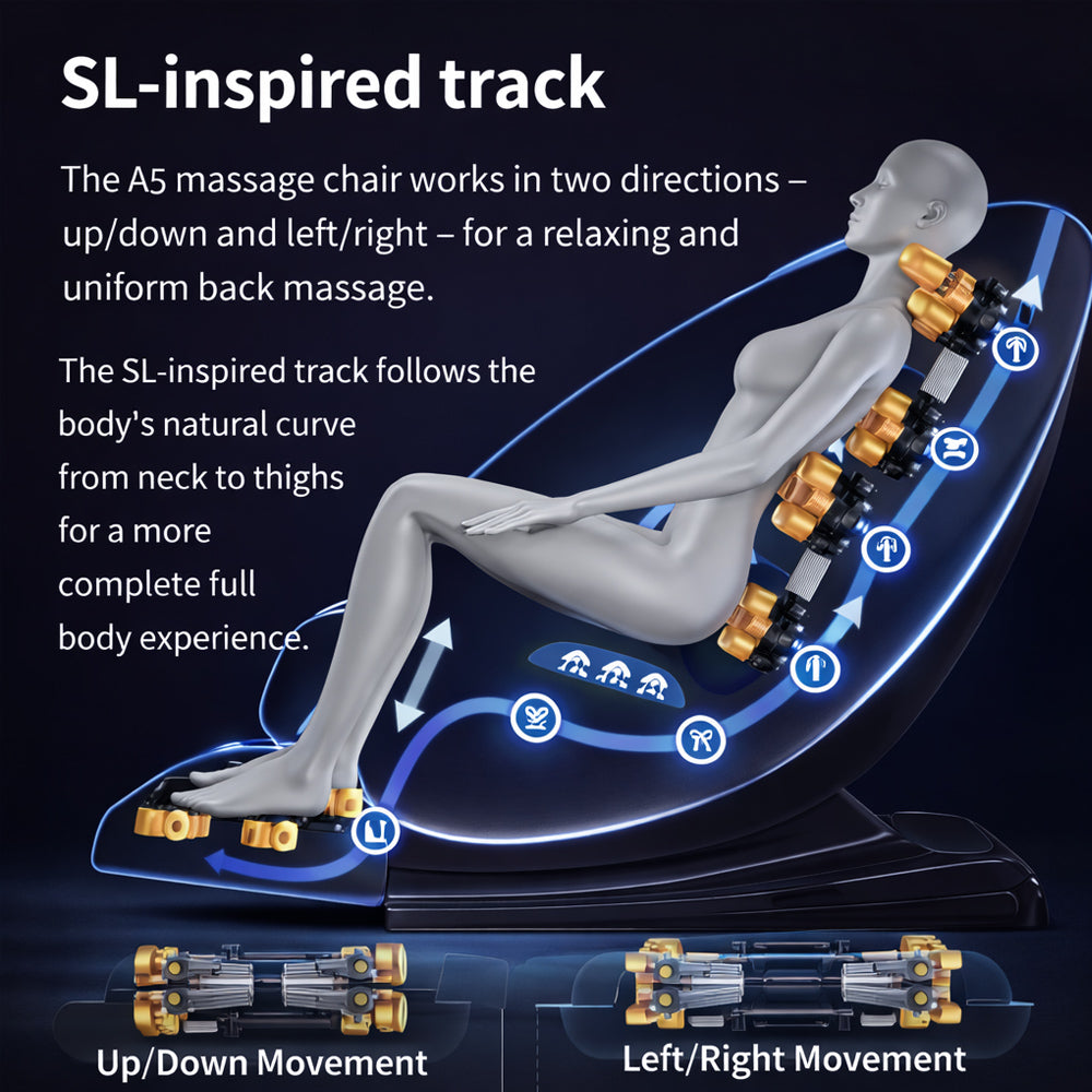 Massagesessel 2D – Wärmetherapie, KI-Steuerung, Zero Gravity – Modell A5 Plus